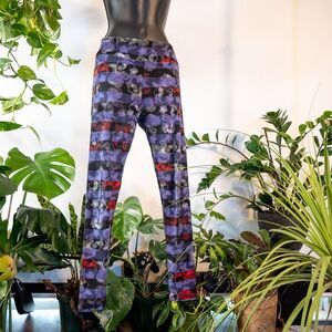 LuLaRoe Disney Captain Hook Black and Purple Striped Leggings, One Size